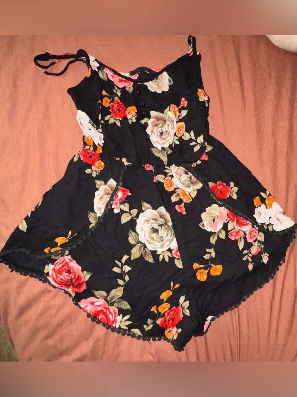 Olivaceous Small Floral Romper
